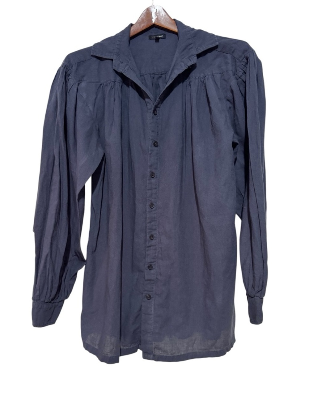 J. Peterman Navy Billowy Shirt, Button Down